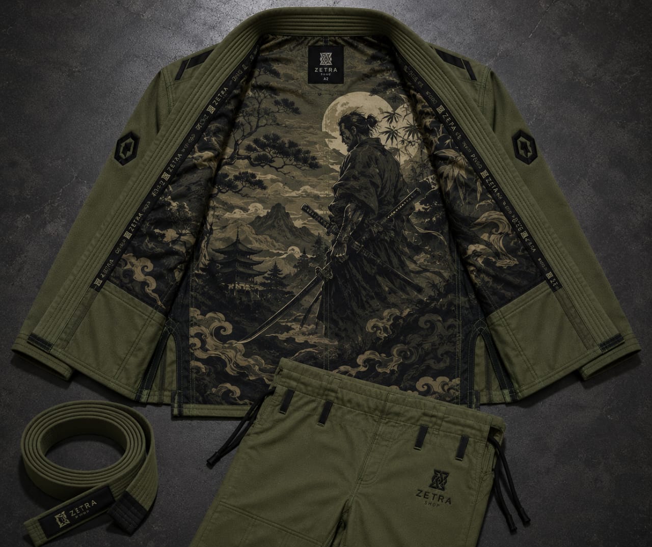 Zetra Shadow Warrior BJJ Gi – Premium Olive Edition