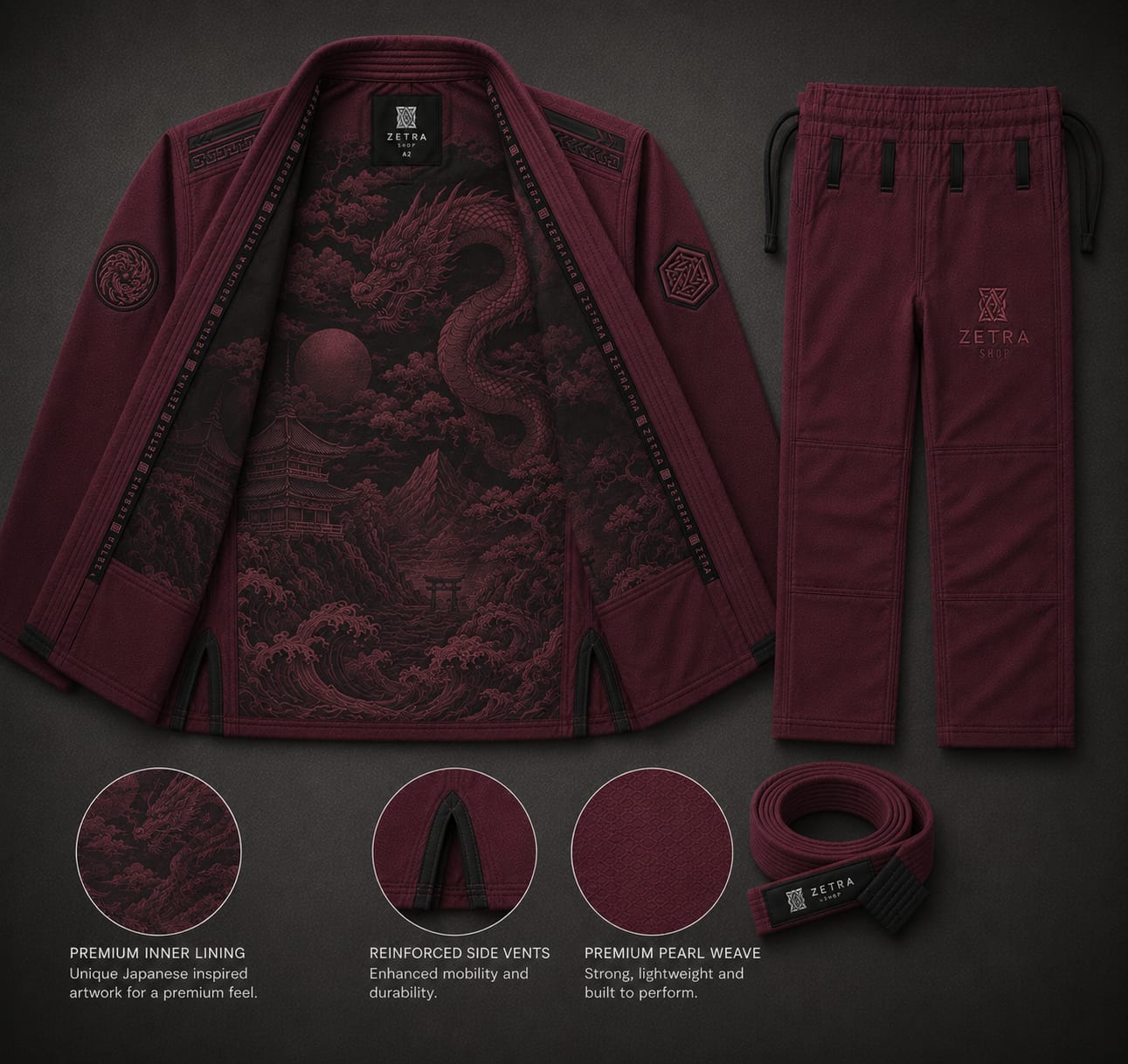 Zetra Crimson Dragon BJJ Gi – Premium Red Edition