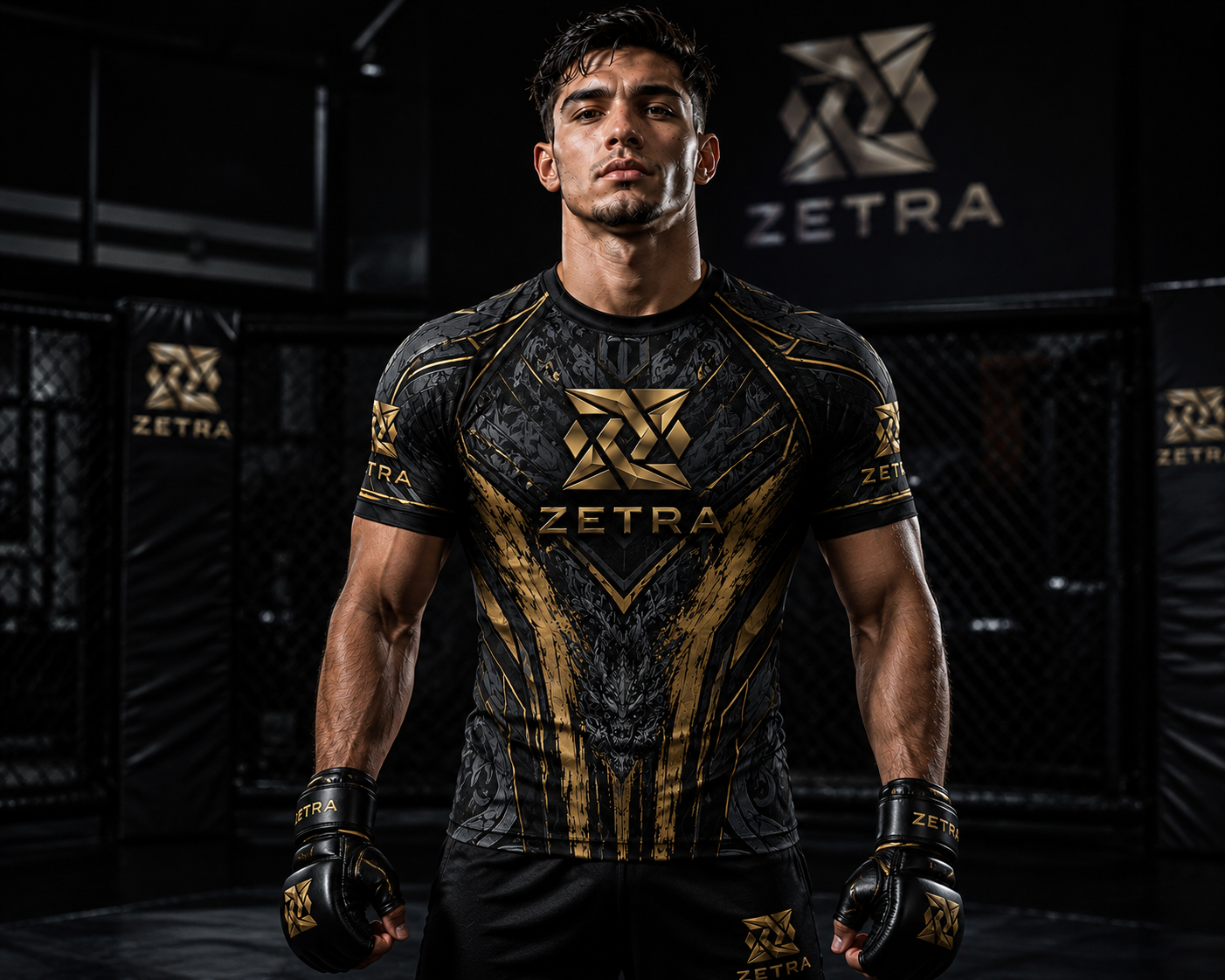 ZETRA MMA Black & Gold Rash Guard
